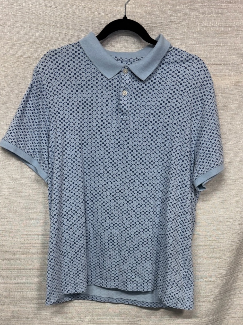 Michael Kors Light Blue Men's Short-Sleeve Polo with Mini Pattern